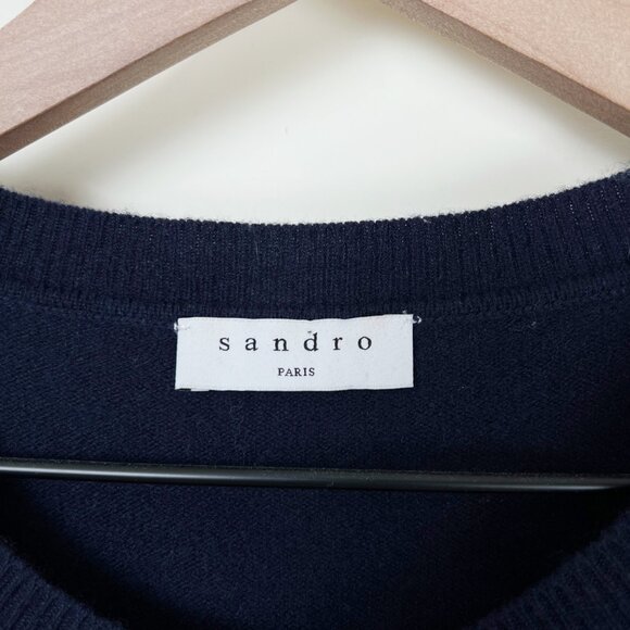 Sandro Cashmere Wool Stripe Midi Knit Sweater Bryone Dress Preppy Paris Academia - Picture 7 of 14